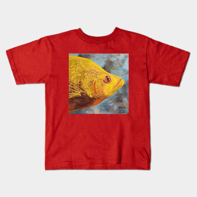 Yellow Fish Staring Kids T-Shirt by VTMAKESMEHAPPY